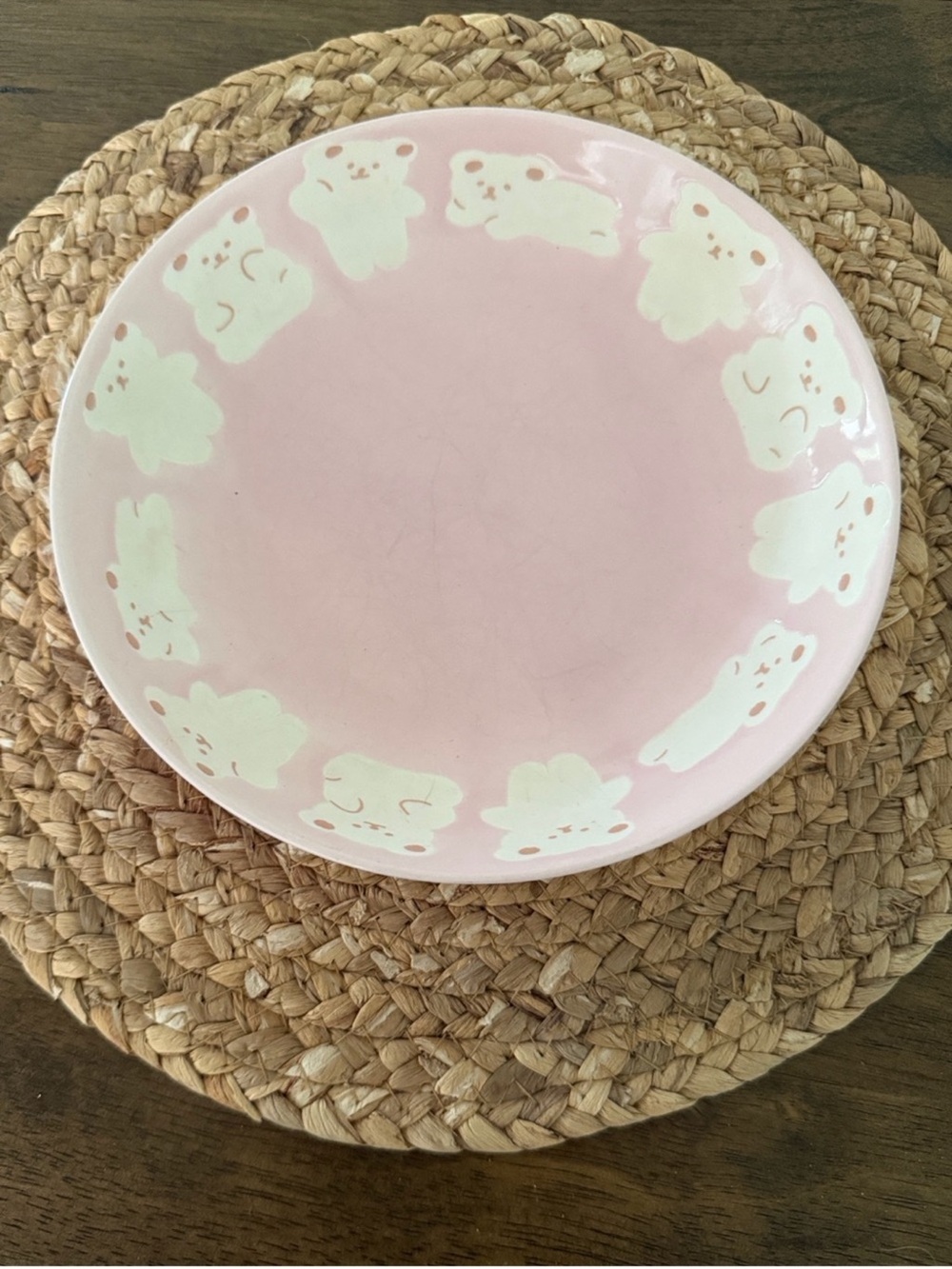Cute Pink Bear Ceramic Plate and/or bowl Kawaii